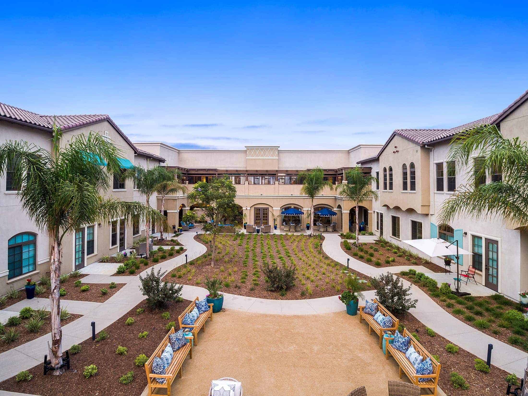 aerial shot of The Kensington Redondo Beach outdoor space