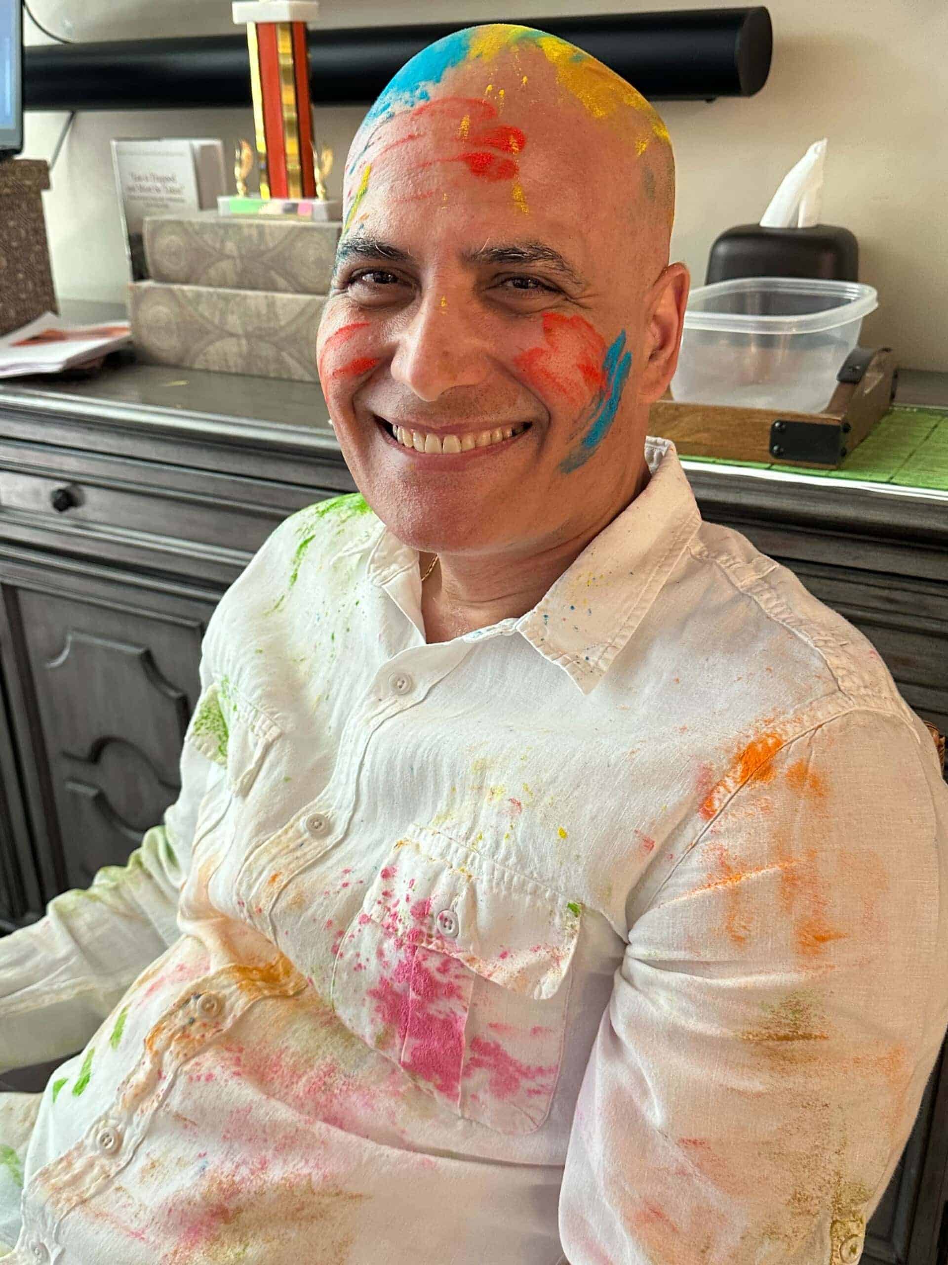 man covered in paint