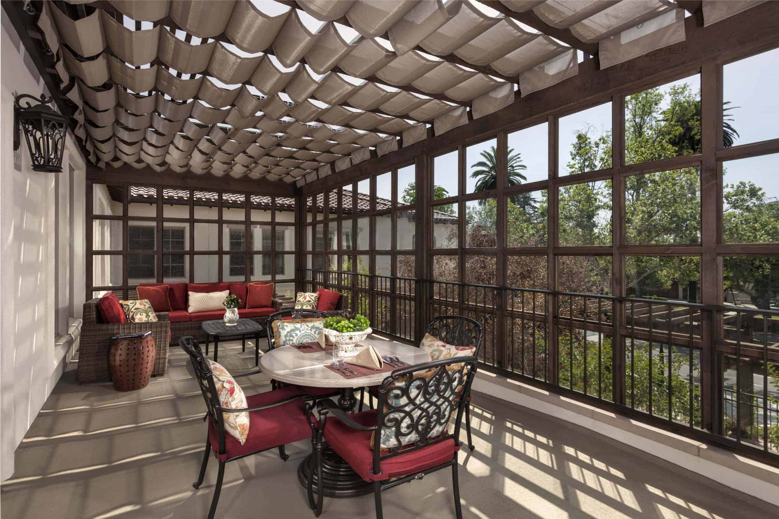 outdoor patio space with seating