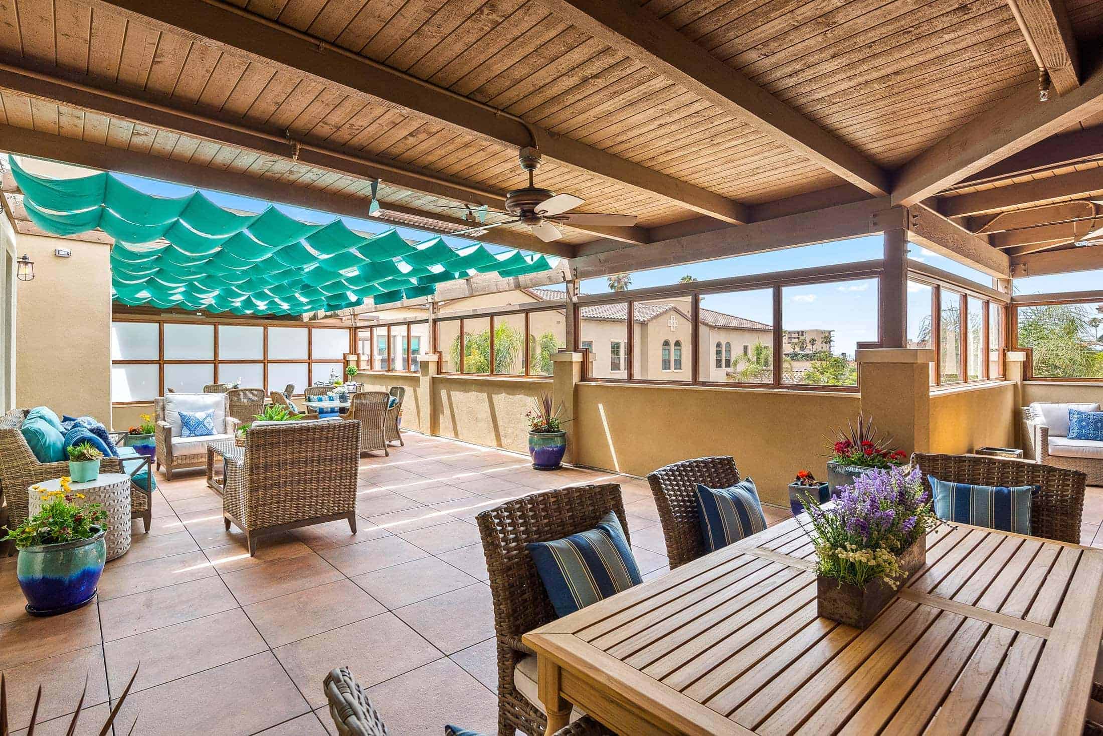 Outdoor patio with seating